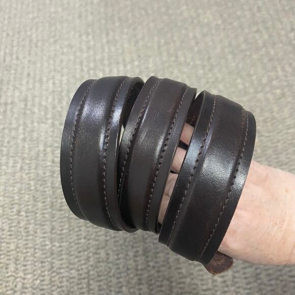 Cole Haan Brown Leather Belt Crafted in England Silver Buckle - Picture 3 of 8